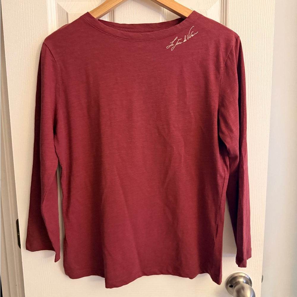 Elegant Long Sleeve Burgundy Top